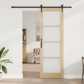 vidaXL Συρόμενη Πόρτα  με Σετ Εξαρτημάτων 78x232 cm Μασίφ Ξύλο Πεύκου