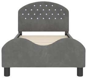 vidaXL Κρεβάτι Παιδικής Κρεβατοκάμαρας με Κεφαλάκι Σκούρο Γκρι Βελούδο