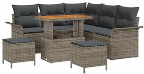 vidaXL Σετ Καναπέ Κήπου Ρυθμιζόμενο ύψος 8 pcs Γκρι συνθετικό ρατάν