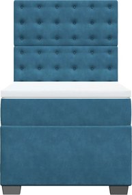 vidaXL Κρεβάτι Boxspring με Στρώμα Μπλε 100x200 εκ. Βελούδινο