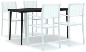 vidaXL Σετ Τραπεζαρίας Κήπου 5 Τεμαχίων Λευκό