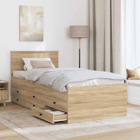 vidaXL Καναπές Κρεβάτι με συρτάρι Σονομα δρυς και Μαύρο 75 x 190 cm