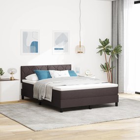 vidaXL Κρεβάτι με Στηρίγματα και Στρώμα & LED Καφέ 160x200 εκ. Ύφασμα