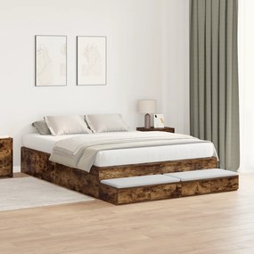 vidaXL Κρεβάτι αποθήκευσης  Καπνιστό δρύινο 150x200 εκ