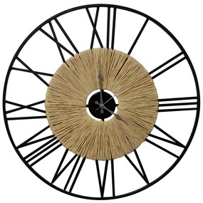 Ρολόι Τοίχου Ø40cm Μεταλλικό Μαύρο με Ψάθα ARlight CLT-07 7316054
