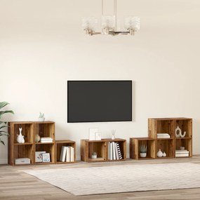 vidaXL με ράφι με αποθήκευση 8 pcs Παλιό Ξύλο Επεξεργασμένο ξύλο