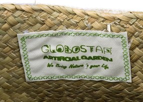 GloboStar® Artificial Garden MILOS 20308 Διακοσμητικό Ψάθινο Καλάθι - Κασπώ Γλάστρα - Flower Pot Μπεζ με Μακραμέ Φ32cm x Υ28cm