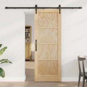 vidaXL Συρόμενη Πόρτα Καφέ 73.5 x 198.5 εκ. Μασίφ ξύλο πεύκου