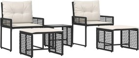 vidaXL Σετ Εξωτερικών Επίπλων με μαξιλάρι 5 pcs Μαύρο και Λευκό