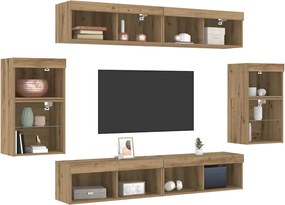 vidaXL Σετ επίπλου τηλεόρασης 8 pcs artisan δρυς Επεξεργασμένο ξύλο