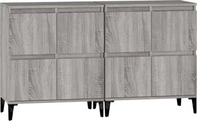 vidaXL Ντουλάπι 2 τεμ. Γκρι Sonoma 60x35x70 εκ. από Επεξεργασμένο Ξύλο