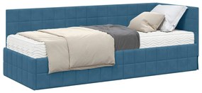 vidaXL Κρεβάτι γωνίας με στρώμα με κεφαλάρι 2 pcs Μπλε Βελούδο