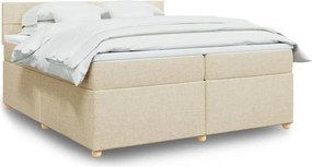 vidaXL Κρεβάτι Boxspring με Στρώμα Κρεμ 200x200 εκ. Υφασμάτινο