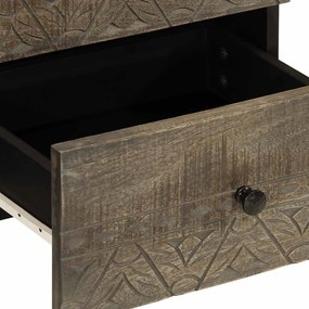 Κομοδίνα 2 τεμάχια ανοιχτό γκρι 40x33x46 cm μασίφ ξύλο Mango - Γκρι