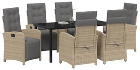 vidaXL Σέτ φαγητού για κήπο 7 pcs Μπεζ συνθετικό ρατάν