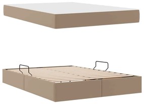 vidaXL Κρεβάτι με αποθηκευτικό χώρο και στρώμα 2 pcs Καπουτσίνο Δέρμα