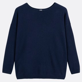 Πουλόβερ από λεπτή πλεκτή κασμίρι, με λαιμό boatneck