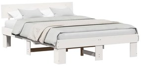 vidaXL Σκελετός Κρεβατιού Λευκό 140 x 200 cm Μασίφ ξύλο πεύκου