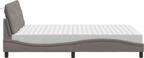 vidaXL Κρεβάτι με Στρώμα Taupe 140x190 εκ. Υφασμάτινο