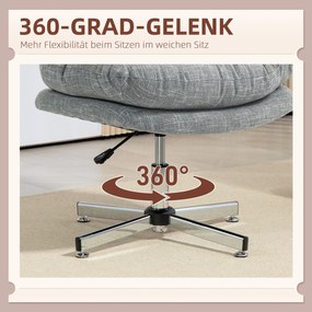 HOMCOM Καρέκλα γραφείου χωρίς μπράτσα, άνετη καρέκλα γραφείου με μαλακό κάθισμα και ρυθμιζόμενο ύψος, Γκρι