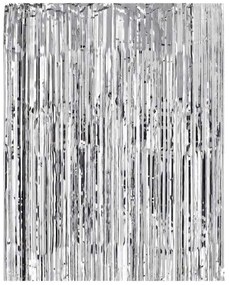 Διακοσμητική Κουρτίνα με Ασημί Κρόσια 100x h200cm 237552