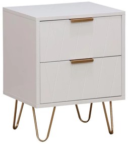Κομοδίνο Culture με 2 συρτάρια λευκό-χρυσό 40x35x52εκ 40x35x52 εκ.