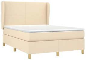 Κρεβάτι Boxspring με Στρώμα Κρεμ 140x190 εκ. Υφασμάτινο - Κρεμ