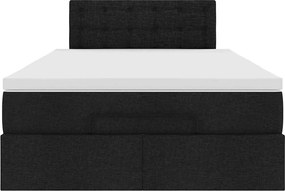 vidaXL Οθωμανικό κρεβάτι με στρώμα Μαύρο 120x200cm Ύφασμα