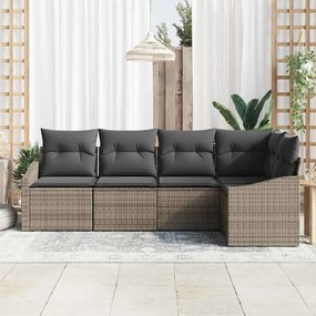 vidaXL Σέτ φαγητού για κήπο 5 pcs Γκρι Πολυ rattan, βαμμένο ατσάλι