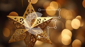 Intra Συλλεκτικό Ξύλινο Παζλ Plywood 4mm - Κρεμαστό στολίδι με χρυσό αστέρι με φώτα Bokeh Σε Ξύλινο Κουτί - Διαστάσεις: 10x10 cm – 25 κομμάτια