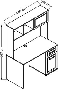 Γραφείο εργασίας Country Megapap χρώμα λευκό 120x60x167εκ.