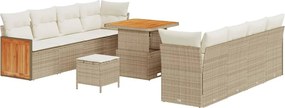 vidaXL Σετ Καναπέ Κήπου με μαξιλάρι 11 pcs Μπεζ και Κρέμα