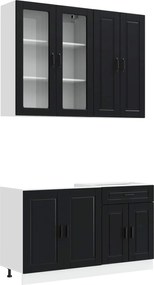 vidaXL Μονάδα κουζίνας PORTO 4 pcs Μαύρο Επεξεργασμένο Ξύλο