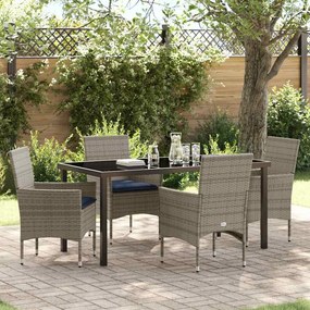 vidaXL Σετ τραπεζιού και καρέκλας 5 pcs Γκρι και Navy Blue Ράτα PE