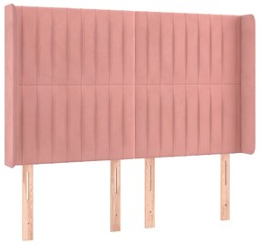 vidaXL Κρεβάτι Boxspring με Στρώμα &amp; LED Ροζ 140x190 εκ. Βελούδινο