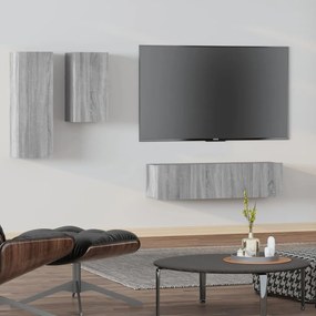 vidaXL Σετ Επίπλων Τηλεόρασης 4 Τεμ. Γκρι Sonoma Επεξεργασμένο Ξύλο