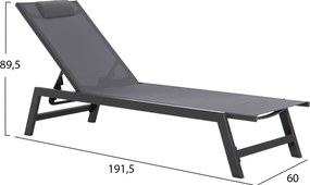 ΞΑΠΛΩΣΤΡΑ ΑΛΟΥΜΙΝΙΟΥ ΜΕ ΜΑΞΙΛΑΡΙ RABIA HM5982.03 ΣΕ ΑΝΘΡΑΚΙ 191,5x60x31Υεκ.