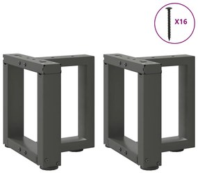 vidaXL Πόδια Τραπεζιού Σαλονιού σε Σχήμα Τ, 2 τεμ. Ανθρακί 30x25x(30-31) εκ. Ατσάλι