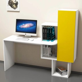 Stewehome Γραφείο με βιβλιοθήκη Καρυδιά Λευκό 145x45x142 cm