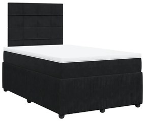 vidaXL Κρεβάτι Boxspring με Στρώμα Μαύρο 120 x 200 εκ. Βελούδινο