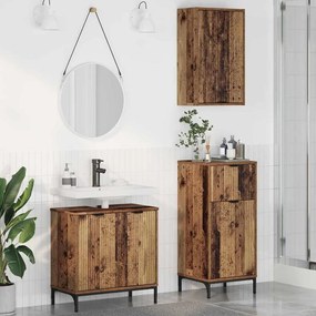 vidaXL Σετ Επίπλων Μπάνιου με ράφι 3 pcs Παλαιό ξύλο 39.5 x 36 x 88 εκ