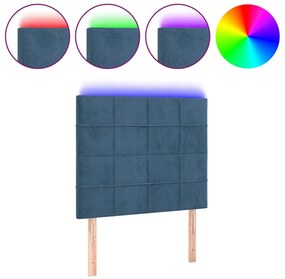 vidaXL Κεφαλάρι Κρεβατιού LED Σκούρο Μπλε 100x5x118/128 εκ. Βελούδινο