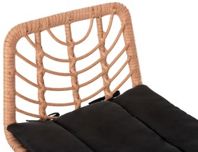 Σκαμπό Μπαρ GERALD C5706.11 Μεταλλικό Ψηλό με Μπεζ Wicker &amp; Μαύρο Μαξιλάρι 49x50x101Υεκ. 49x50x101 εκ.
