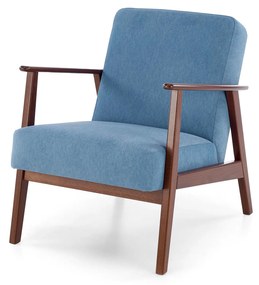 MILANO 1S, leisure chair, blue CASTEL#74 / dark walnut DIOMMI-60-32127