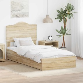 vidaXL Κρεβάτι Αποθήκης Δρύς Sonoma 100 x 200 cm Επεξεργασμένο ξύλο