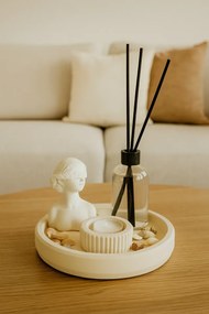Stewehome Σετ αξεσουάρ με πλεκτή ψάθα κηροπήγιο και βάζο με βάση 10x10 cm