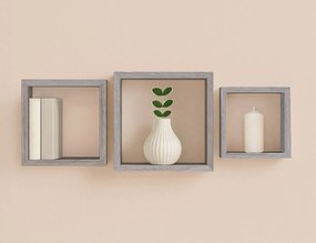 ΡΑΦΙΈΡΕΣ/ΡΆΦΙΑ ΤΟΊΧΟΥ SET OF 3 NESTED CUBES MDF 23/26,5/30CM WHITE OAK 6