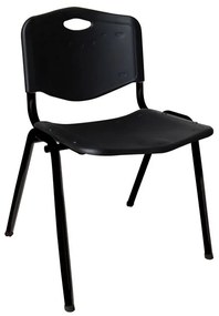 STUDY Καρέκλα Στοιβαζόμενη Μέταλλο Βαφή Μαύρο, PP Μαύρο -  53x55x77cm