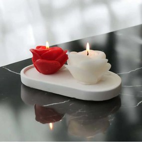 Stewehome Σετ 2 τεμαχίων διακοσμητικών κεριών σε σχήμα τριαντάφυλλου με βάση χειροποίητα Λευκό