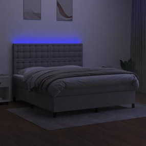 vidaXL Κρεβάτι Boxspring με Στρώμα &amp; LED Αν.Γκρι 160x200εκ. Υφασμάτινο